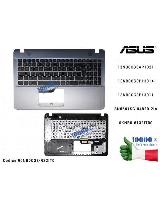 Tastiera Italiana Completa di Top Case Superiore ASUS VivoBook Max F541 X541 [Silver Gradient] F541N F541NA F541S F541SC F541U F