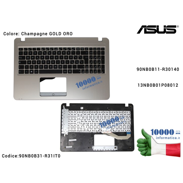 Tastiera Italiana Completa di Top Case Superiore ASUS VivoBook X540 F540 (Icicle Gold) F540S X540S X540SA F540S F540L X540L X540