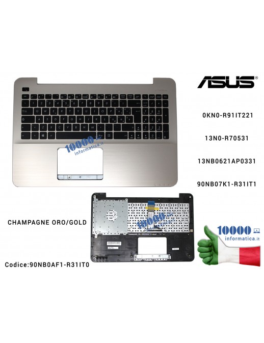 Tastiera Italiana Completa di Top Case Superiore ASUS X555UA X555UJ X555UB (ORO/GOLD) 13NB0621AP0331 13N0-R70531