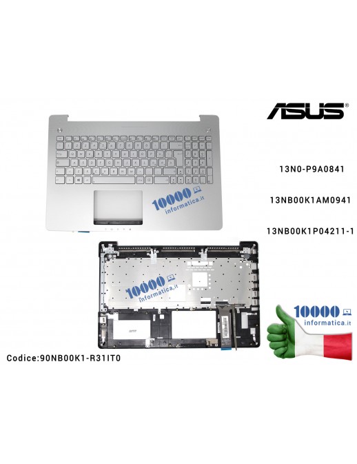 Tastiera Italiana Completa di Top Case Superiore ASUS [SILVER] G550J G550JK N550J N550JA N550JK N550JV N550JX N550LF Q550L Q550L