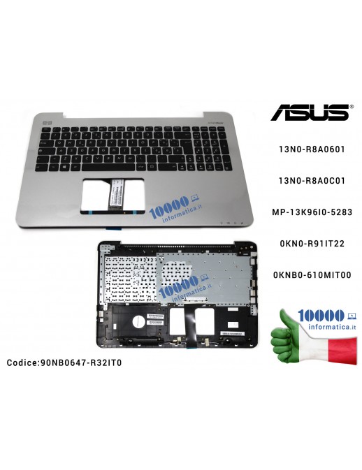 Tastiera Italiana Completa di Top Case Superiore [SILVER] ASUS X555LA F555LA X554LA X555LD A555L A555LB A555LD F555L F555LD X555