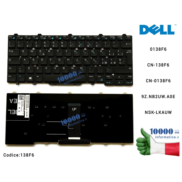 Tastiera Italiana DELL Latitude 14 5000 (3340) (3350) (E5450) (E5470) 14 7000 (E7450) (E7470) 0138F6 CN-138F6 CN-0138F6 M14ISF M