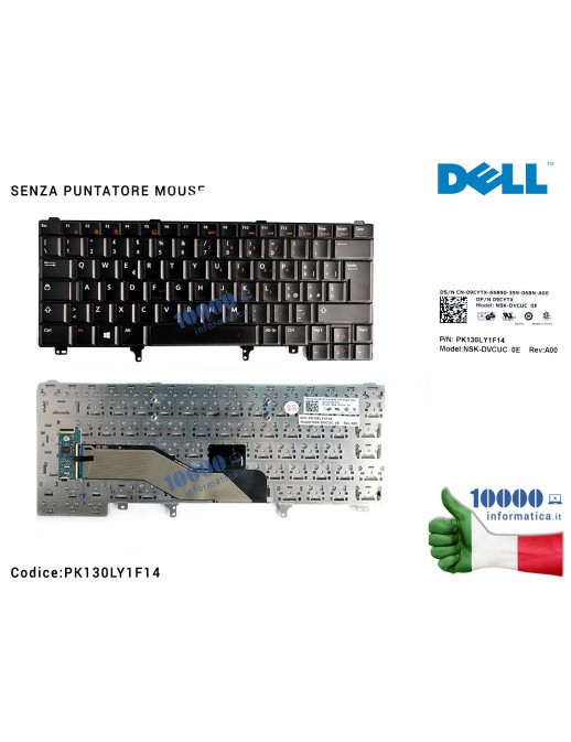Tastiera Italiana DELL Latitude E6420 E5420 E6220 E6320 E6430 [SENZA PUNTATORE MOUSE]