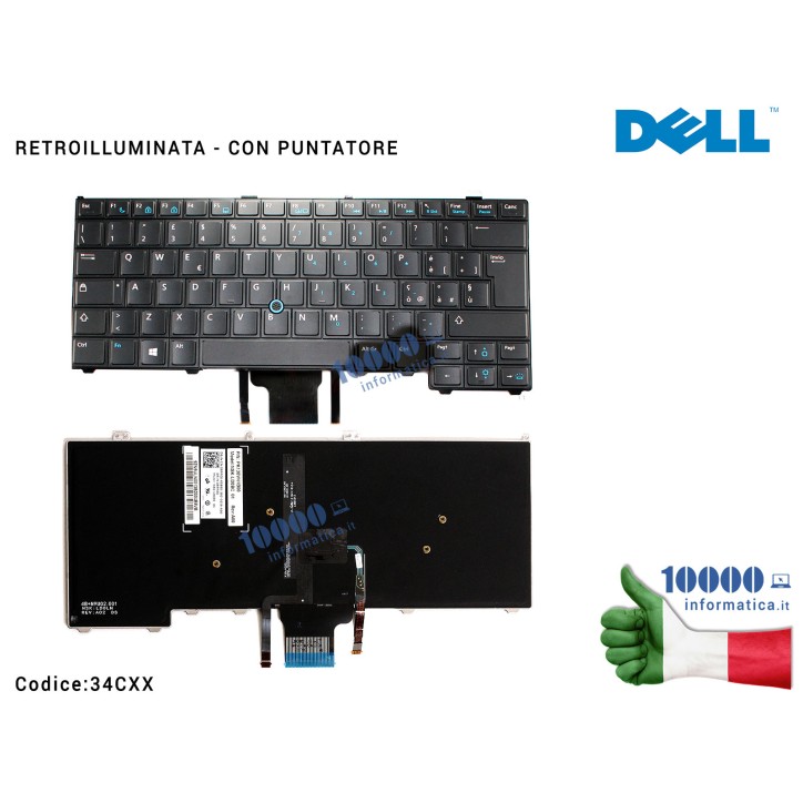 Tastiera Italiana DELL Latitude E7440 E7420 E7240 (RETROILLUMINATA) [CON PUNTATORE MOUSE]