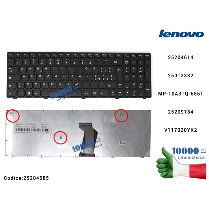 Tastiera Italiana LENOVO Essential V570 B570 B590 25204614 25013382 MP-10A3TQ-6861 25209784V117020YK2 V117020YK2-IT