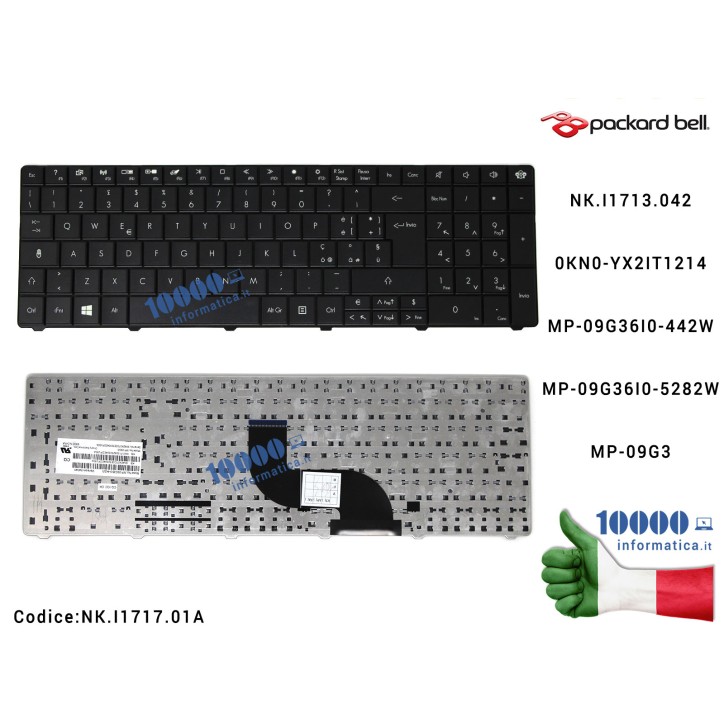 Tastiera Italiana PACKARD BELL EasyNote TK36 TK37 TK81 TK85 TM81 TM82 TM86 TM87 LE11BZ LE69KB TE11HC TE69CX TE69HW TE69KB NKI171