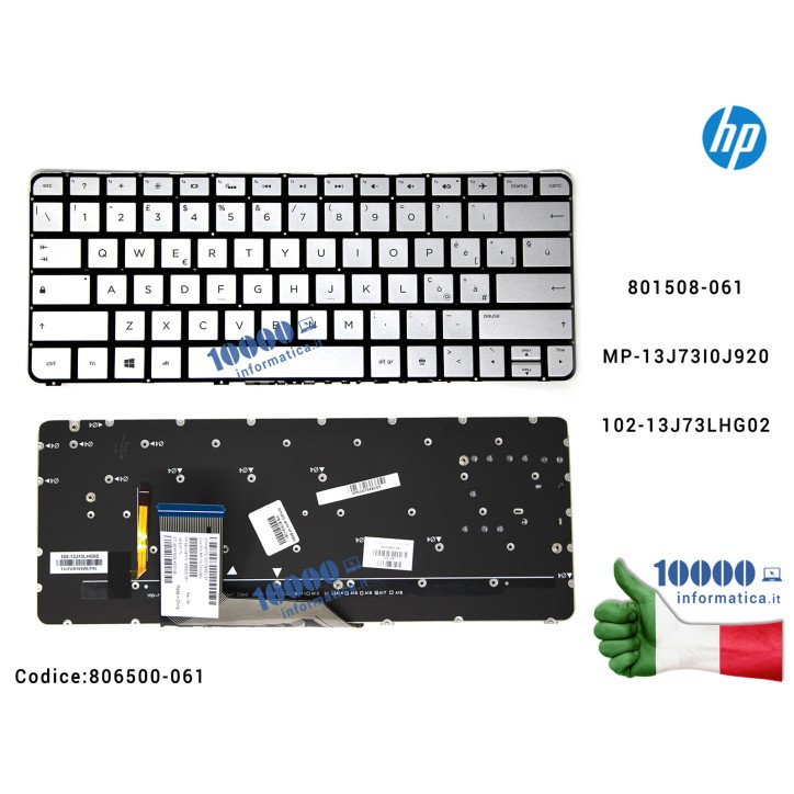 Tastiera Italiana Retroilluminata (SILVER) HP Spectre x360 13-4000 13-4101NL [ARGENTO] (NO FRAME) MP-13J73I0J920 801508-061