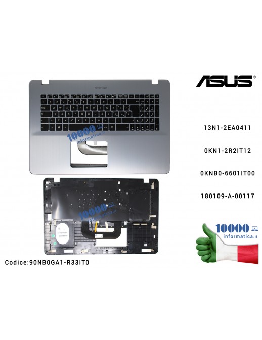 Tastiera Italiana Retroilluminata Completa di Top Case Superiore ASUS VivoBook 17 N705U N705UD X705U X705UD 13N1-2EA0411 0KN1-2R