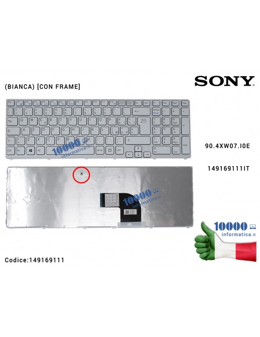 Tastiera Italiana SONY SVE17 SVE171 SVE1713C5E (BIANCA) [CON FRAME] 90.4XW07.I0E 149169111IT