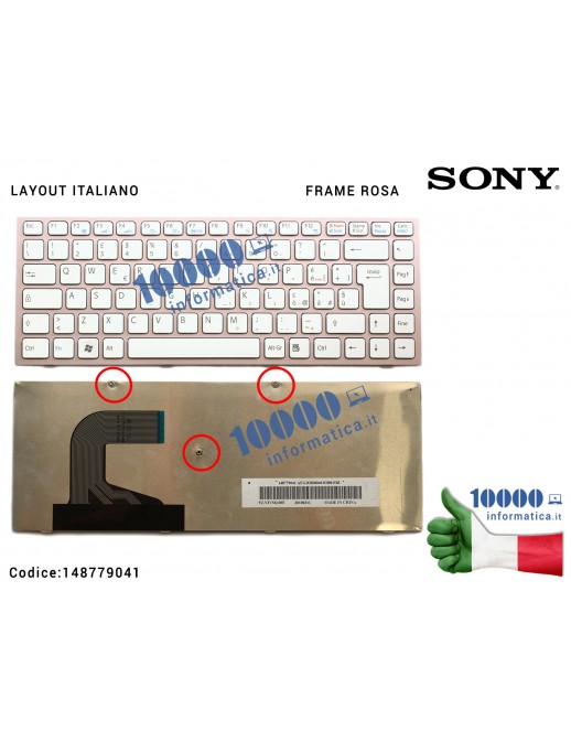 Tastiera Italiana SONY VPC-S VPC-S11 VPC-S12 VPC-S13 (BIANCA - FRAME ROSA)