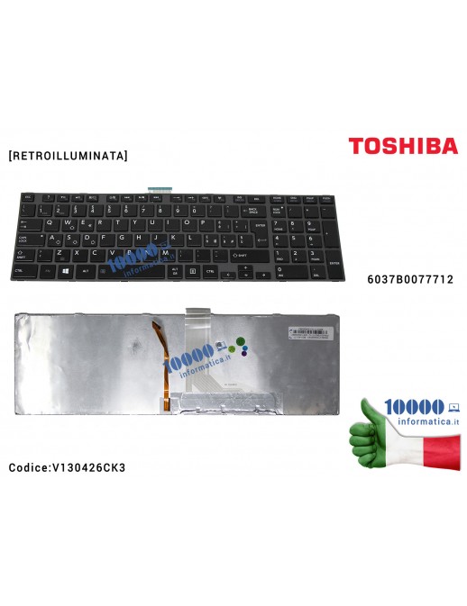 Tastiera Italiana TOSHIBA Satellite C850 C850D C855 C855D C870 P850 P850D P855 (NERO LUCIDO) [RETROILLUMINATA]