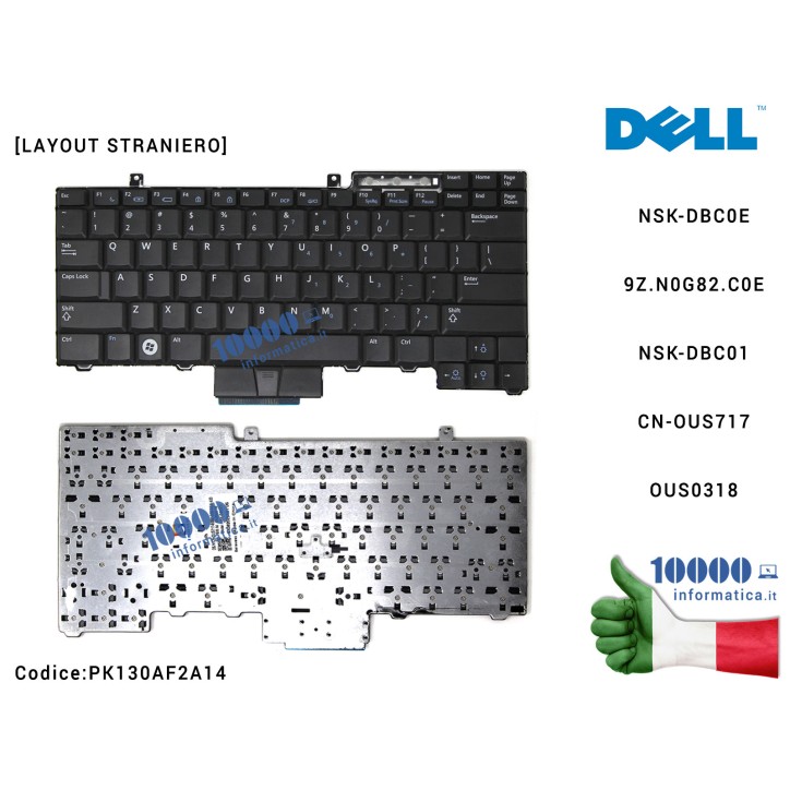 Tastiera Straniera DELL Latitude E5400 E5410 E6400 E6410 E6500 E6510 Precision M2400 M4400 M4500 (SENZA PUNTATORE MOUSE) NSK-DBC