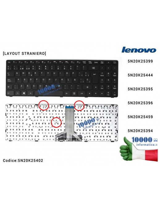 Tastiera Straniera LENOVO IdeaPad 100-15IBD [LAYOUT TRASF. ADESIVI ITALIANO] [WIN 8]
