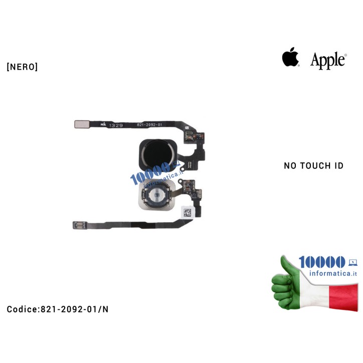 Tasto Home [NERO] Pulsante Centrale APPLE iPhone 5S (A1453) (A1518) (A1528) (A1530) (A1533) Flex Cable Ribbon Button [NO TOUCH I