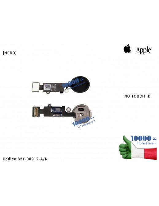 Tasto Home [NERO] Pulsante Centrale APPLE iPhone 7 7G (A1660) (A1778) (A1779) Flex Cable Ribbon Button [NO TOUCH ID]