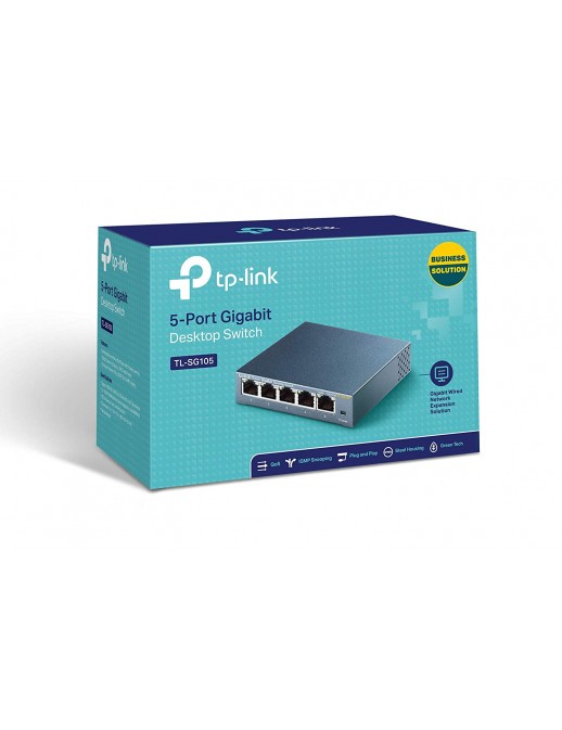 TP-Link TL-SG105 Switch 5 Porte Gigabit, 10/100/1000 Mbps, Plug & Play, Nessuna Configurazione Richiesta, Struttura in Acciaio