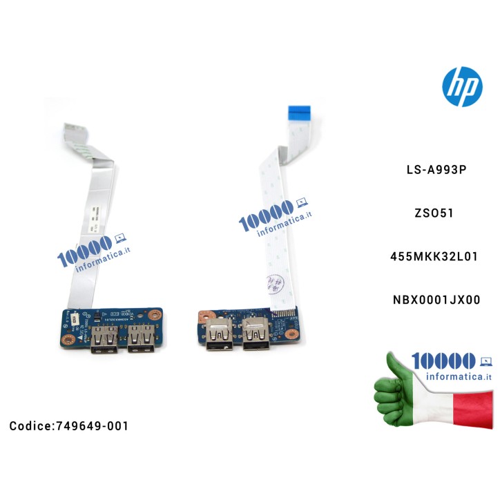USB Board HP 250 255 G3 15-G 15-R 15T-R LS-A993P ZSO51 455MKK32L01 NBX0001JX00
