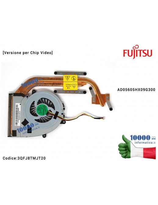 Ventola di Raffreddamento Fan CPU + Dissipatore FUJITSU LifeBook AH522 AH532 LH522 LH532 [Modello con Grafica] D05605HX09G300