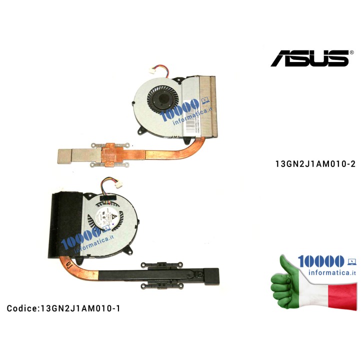 Ventola di Raffreddamento Fan CPU + Dissipatore Heatsink ASUS U32U U32V X32U U32J U32JC U32VJ U82U 13GN2J1AM010-2