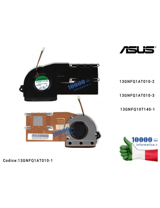 Ventola di Raffreddamento Fan CPU + Dissipatore Heatsink ASUS VivoBook X201E X202E 13GNFQ1AT010-2 13GNFQ1AT010-3 13GNFQ10T140-1