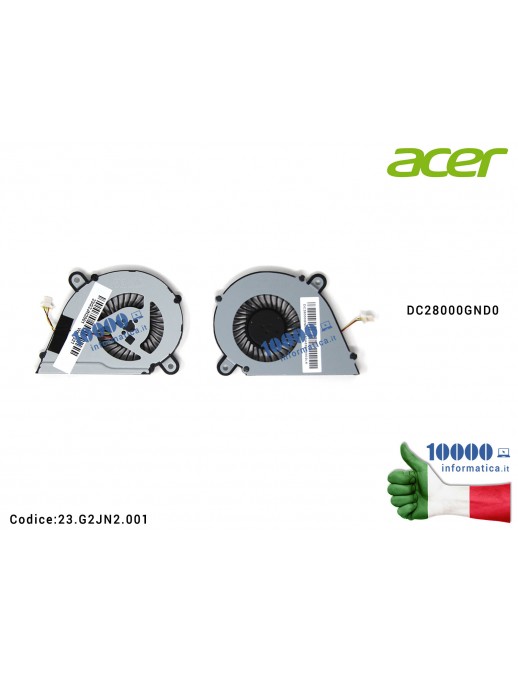 Ventola di Raffreddamento Fan CPU ACER Aspire ES1-520 ES1-521 ES1-522 DC28000GND0 23G2JN2001 23.G2JN2.001