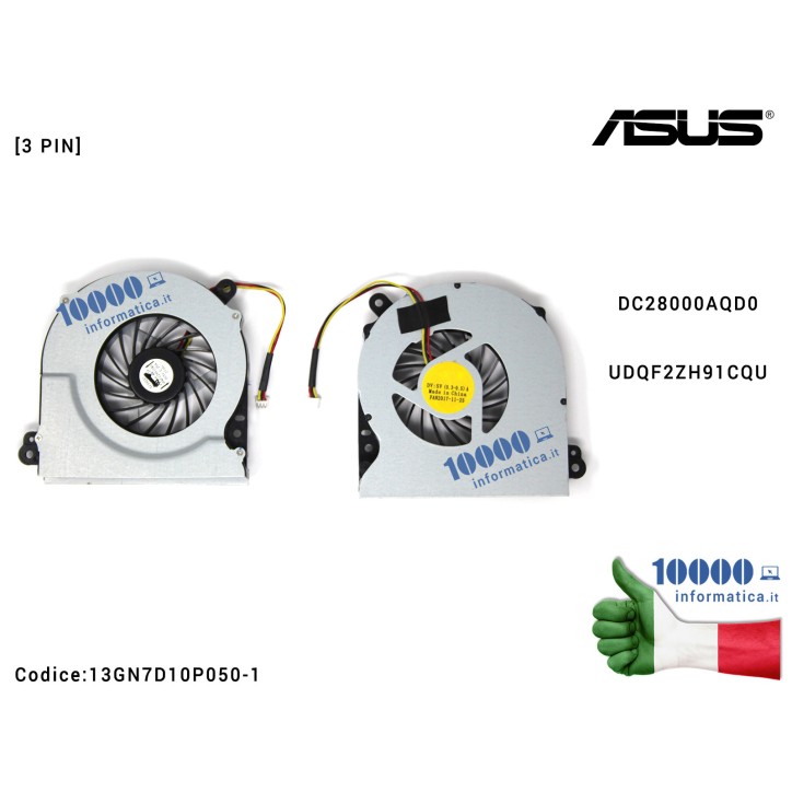 Ventola di Raffreddamento Fan CPU ASUS A75V K75A K75V K75VD K75VJ K75VM K95V K95VJ DC28000AQD0 UDQF2ZH91CQU