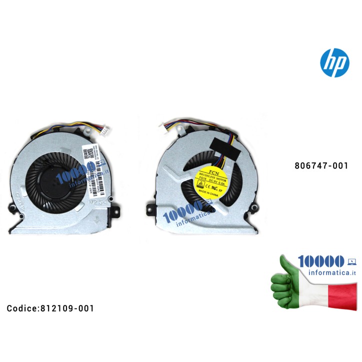 Ventola Fan CPU HP Pavilion 17-G 17-S p/n 812109-001 806747-001 Ventola Fan CPU HP Pavilion 15Z-A 15-AB 15-AN 17-G 14-AB 17-G015DX 812109-001 806747-001 XR50060S1-C390-S8A 15-AB120CY 15-AB120NA 15-AB120ND 15-AB121AX