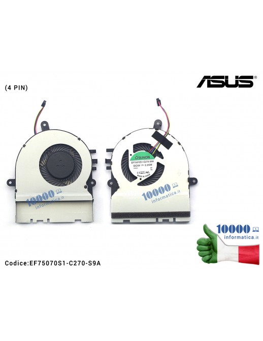 Ventola di Raffreddamento Fan CPU ASUS X302 X302L X302LA X392LJ (4 PIN) EF75070S1-C270-S9A