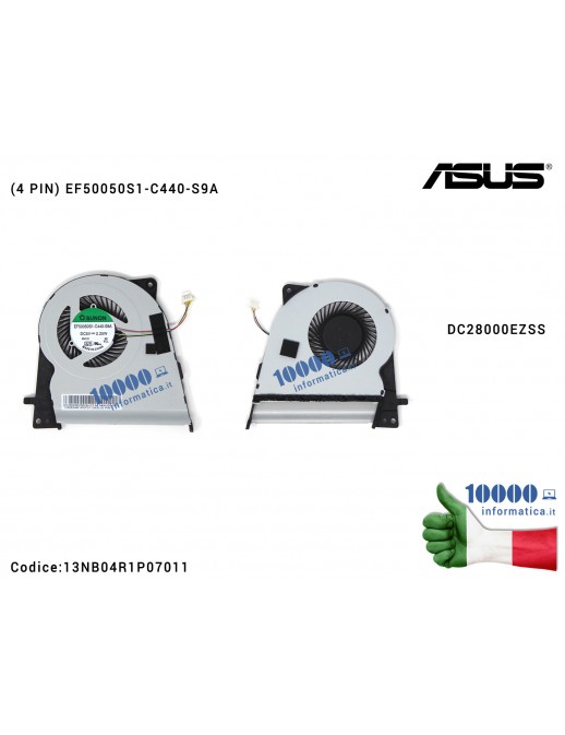 Ventola di Raffreddamento Fan CPU ASUS ZenBook UX303 UX303LA UX303LN UX303LB UX303UA UX303UB (4 PIN) DC28000EZSS EF50050S1-C440-