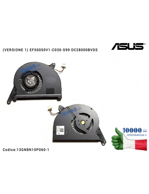 Ventola di Raffreddamento Fan CPU ASUS ZenBook UX31 UX31A UX31E UX31EP (VERSIONE 1) EF50050V1-C030-S99 DC28000BVDS 13GNH010P030-