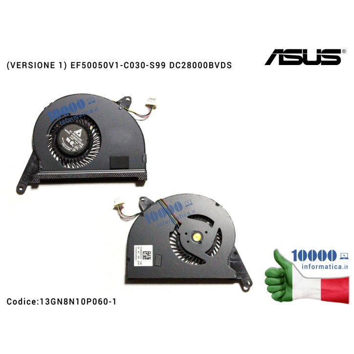 Ventola di Raffreddamento Fan CPU ASUS ZenBook UX31 UX31A UX31E UX31EP (VERSIONE 1) EF50050V1-C030-S99 DC28000BVDS 13GNH010P030-