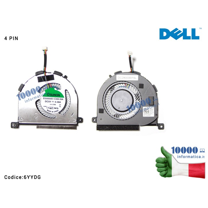 Ventola di Raffreddamento Fan CPU DELL Latitude E5450 (4 PIN) 06YYDG EG50050S1-C400-S9A