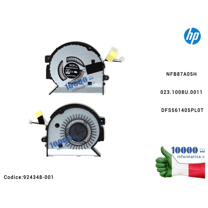 Ventola di Raffreddamento Fan CPU HP Envy 15-BQ 15M-BP 15M-BQ 15-BQ008CA 15M-BQ021DX 15M-BQ121DX NFB87A05H 023.1008U.0011 DFS561405PL0T