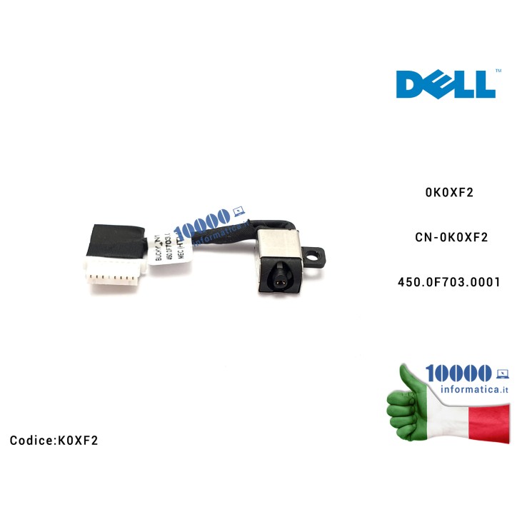 Connettore DC Power Jack PJ991 DELL Inspiron 5480 5481 5488 5490 5498 5580 5584 450.0F703.0001 K0XF2 0K0XF2 CN-0K0XF2