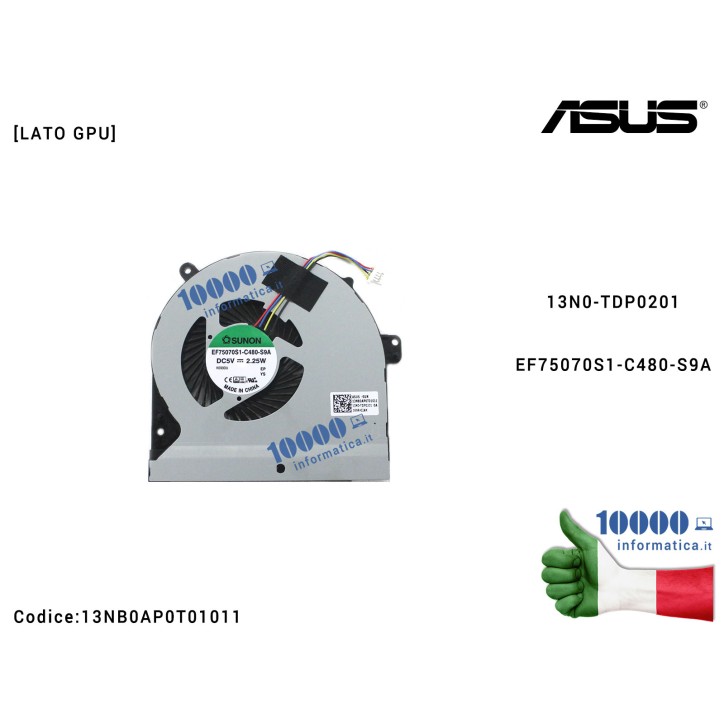 Ventola di Raffreddamento Fan GPU ASUS ROG Strix GL502VT GL502V 13N0-TDP0201EF75070S1-C480-S9A