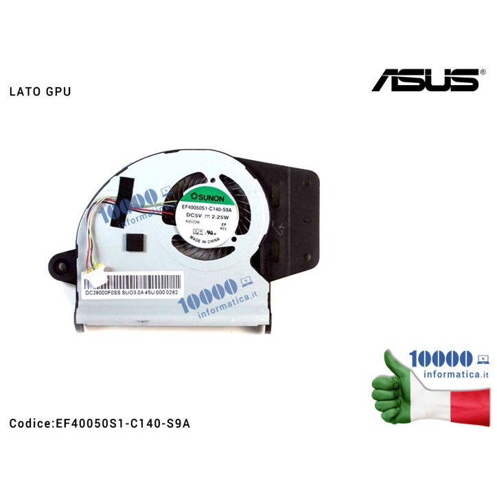 Ventola di Raffreddamento Fan GPU ASUS ZenBook UX303LA UX303LN UX303LB UX303UA UX303UB (4 PIN) DC28000F0SS