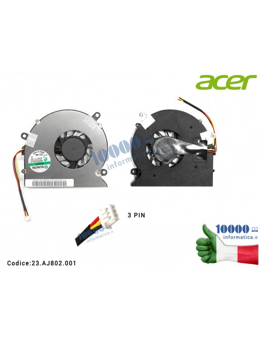 Ventola Fan CPU ACER Aspire 5220 5520 7520 7520G 23.AJ802.001 23AJ802001