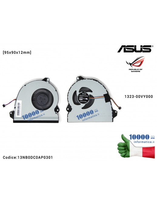 Ventola Fan CPU ASUS ROG Strix GL553V GL553VE GL553VD GL553VW GL753VD GL753VE (95x90x11,5-13mm) 1323-00VY000 DFS2001055G0T