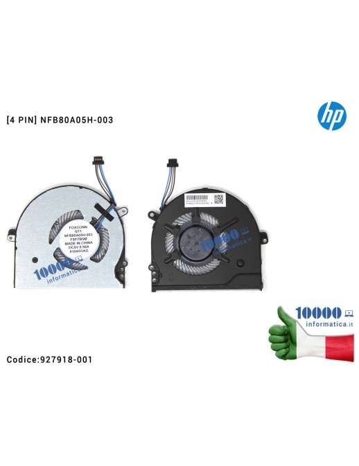 Ventola Fan CPU HP Pavilion 15-CC 15-CK 14-BK 14-BP TPN-Q191 TPN-Q201 [4 PIN] 927918-001 NFB80A05H-003