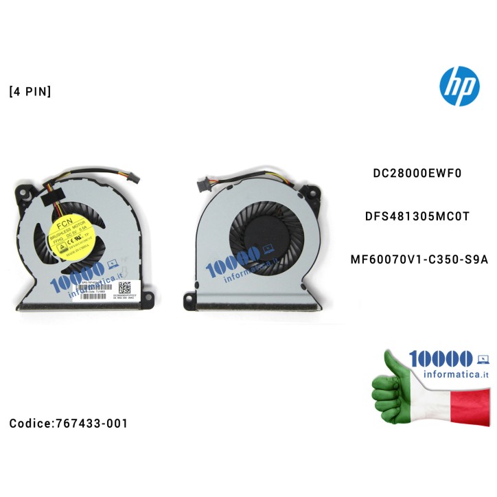 Ventola Fan CPU HP ProBook 450 G2 445 G2 450 G2 455 G2 470 G2 DC28000EWF0 DC28000EWS0 DFS481305MC0T MF60070V1-C350-S9A