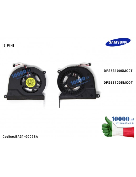 Ventola Fan SAMSUNG RV411 RV415 RV420 RV511 RV509 RV515 RV520 RV409 RC520 RC510 [3 PIN] DFS531005MC0T DFS531005MCOT