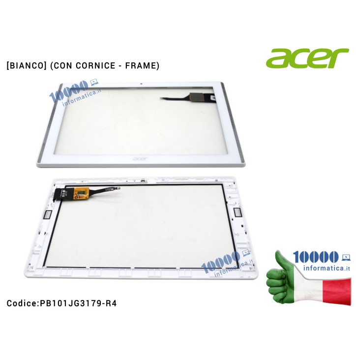 Vetro Touch Screen ACER Iconia One 10 B3-A40 [BIANCO] (CON CORNICE - FRAME)