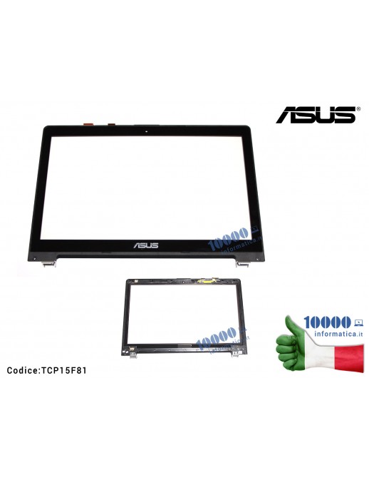 Vetro Touch Screen con Cornice LCD ASUS VivoBook S550C S550CA S550 S550X S551 V550 V550CA 15,6'' TCP15F81 V0.4 13NB00X1AP0121