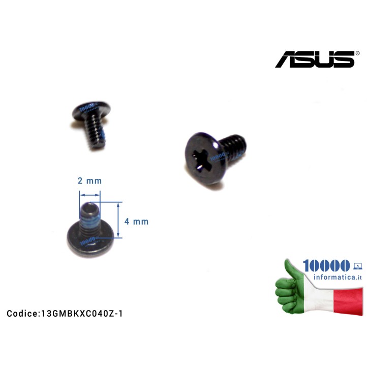 Vite di Fissaggio Notebook [M2*4L (K) B-ZN NY] (1 PZ) ASUS A52J 1011PX X101 F200 F550C G751 K52 N56 P552LA PU451 TP500 U36 UX510 X200 X302 X456