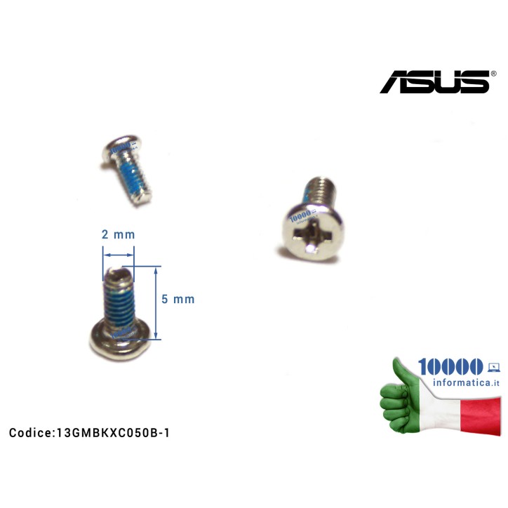 Vite di Fissaggio Notebook [M2*5L (K) B-NI NY] (1 PZ) ASUS F200M F200MA F551C F750 G50 G53 G60 K42 UL30 UX30 UX50 VX7 X750 13GMBKXC050B-1 13GMBKXC050B