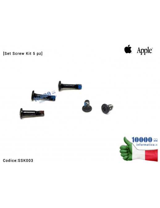 Viti Alloggiamento Batteria Apple MacBook Air 13'' A1466 A1369 A1465 2013 2014 2015 [Set Screw Kit 5 pz]
