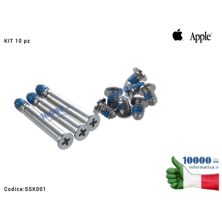 Viti Alloggiamento Bottom Case Apple MacBook Pro 13'' A1278 15'' A1286 17'' A1297 2008 2012 2013 2015 2017 [Set Screw Kit 10 pz]