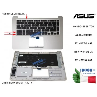 90NB0GS1-R30141 Tastiera Retroilluminata Italiana Completa di Top Case Superiore ASUS VivoBook 15 X510 (Icicle Gold) S510 X51...