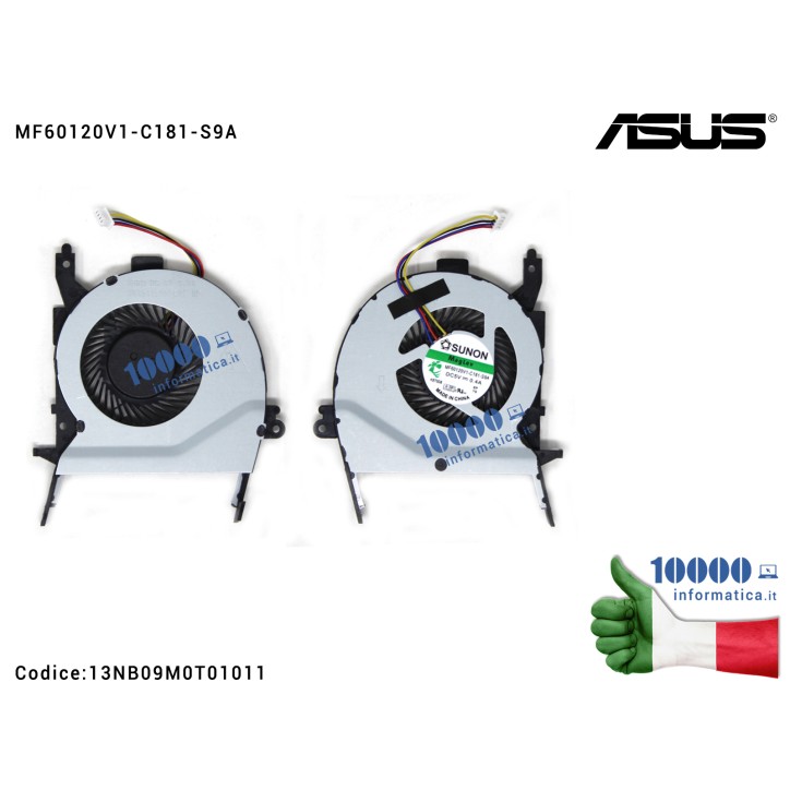 Ventola Fan Cooling CPU per Notebook ASUS X556UR p/n 13NB09M0T01011 Ventola Fan CPU ASUS X556 X556U X456 X456U FL5900 FL5900L EF