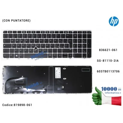 819898-061 Tastiera Italiana HP EliteBook 755 G3 850 G3 850 G4 ZBook 15u G3 G4 819898-061 (CON PUNTATORE) SG-81110-2IA 6037B0...